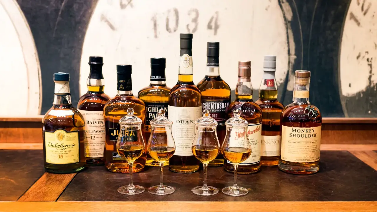 Kolekcja whisky single malt, gdzie "single malt" oznacza destylat z jednej słodowanej jęczmienia, z jednej destylarni.