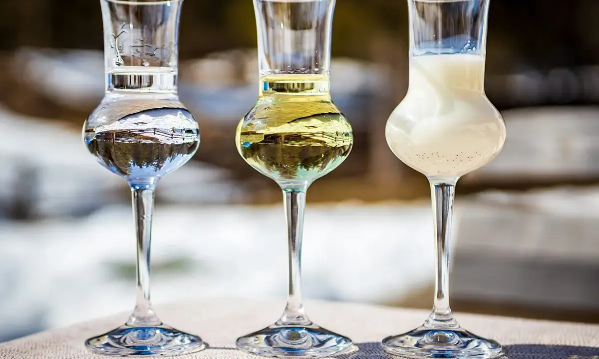 Trzy kieliszki z grappą: czystą, złotą i kremową. Zastanawiasz się, grappa z czym pić?